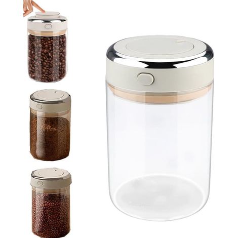 Bocal de conservation en verre, bocal à café, bocal de conservation des grains de café, bocal en verre à fermeture sous vide pour lait en poudre, bocal hermétique pour grains de café, couvercle sous v (1/5)