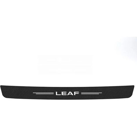 (Coffre 1 pièce) Bande adhésive de protection de seuil de porte en fibre de carbone pour Nissan LEAF, compatible avec le logo Nissan LEAF, le coffre et le pare-chocs arrière. (1/4)