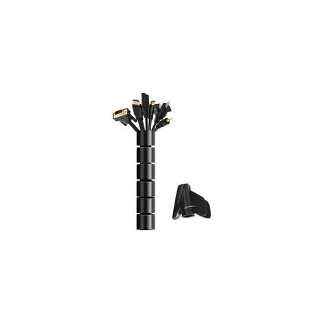 A Cache Cable Diamètre 22 mm - Longueur 3 m Gaine Electrique pour Le Bureau et la Maison TV/Ordinateur/Audio, pour Cable Management ou Cacher Les câbles, Noir Coupe Bricolage