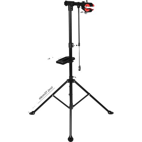 Support de vélo, hauteur réglable, pince rotative à 360°, noir (1/2)