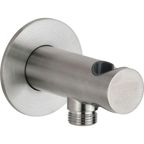 Prise d'eau ronde avec support de douche latéral en acier inoxydable AISI 304 et raccords standard 1/2"G Arqea Tuttotondo CP2303  Acier inoxydable (1/2)