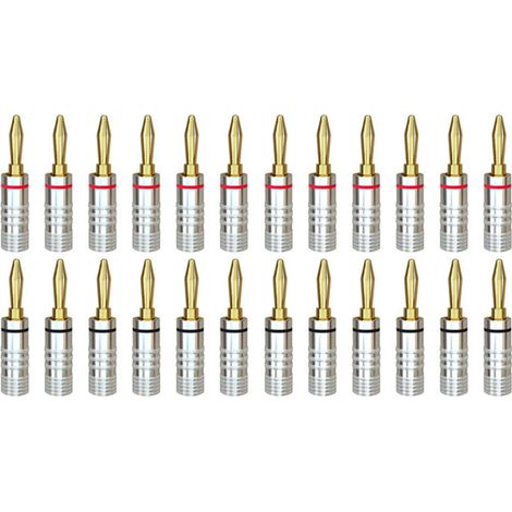 Fiches Banane 12 Paires Connecteurs Haut-Parleur Or 24K Vis pour Systèmes Audio Maison et Home Cinéma (1/4)