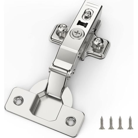 2 pièces Recouvrante Charnière Porte Placard, angle d'ouverture 110 ° avec ressort hydraulique Charnières d'armoire de cuisine à fermeture douce parfaite, distance du trou 45 mm (1/5)