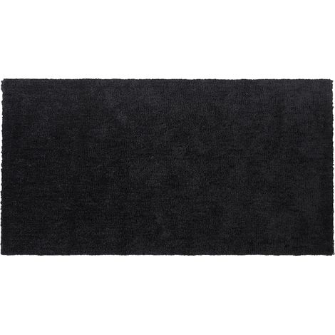 Alfombra de pelo largo negra 80 x 150 cm rectangular moderna Demre