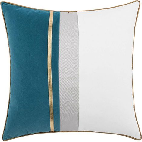 Housses de coussin décoratives 45 x 45 cm, peluche luxueuse et moderne pour salon-Clear blue (1/5)