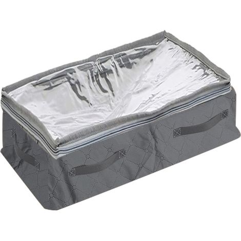 Bolsa de almacenamiento para debajo de la cama de 45 L, 100 x 50 x 18 cm, con ventana transparente y gran abertura, organizador de armario, contenedor de almacenamiento de ropa.
