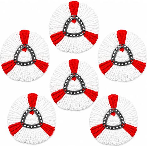 Lot de 6 recharges serpillière en Microfibre, tête de Balai 36 cm pour système Rotatif Triangulaire, Lavable et absorbante, pour sols durs, carrelage, parquet et stratifié (1/5)