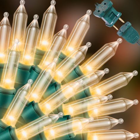 Guirlande lumineuse de Noël blanc chaud transparent, 100 mini-ampoules incandescentes de 6 m, fil vert, étanche, pour intérieur et extérieur, idéale pour sapin de Noël, guirlande et décoration de fête (1/5)