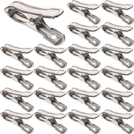 40 federbelastete Edelstahlklemmen – 5,5 x 3 x 1 cm – Silber (1/4)