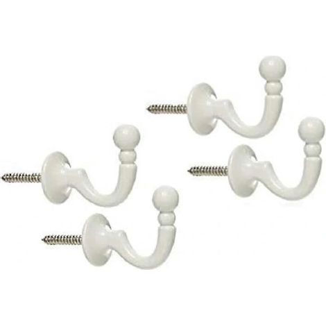 Filiyano-Lot de 4 crochets à rideaux avec embout boule, supports de rideaux robustes, embrasses à corde, crochets muraux pour vêtements, cintre (1/4)