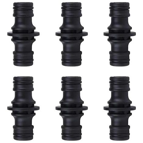 Gardena Garden Hose Fittings Double Hose Connector G1/2 Hose Connector Tap Adapter Nozzle Hose Parts and Fittings (1/2 Inch) (Black, ABS Plastic) (1/5)