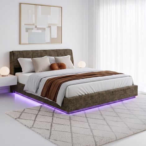 LED Polsterbett Tröstiar 180x200 cm Leinen Grün [en.casa] (1/5)