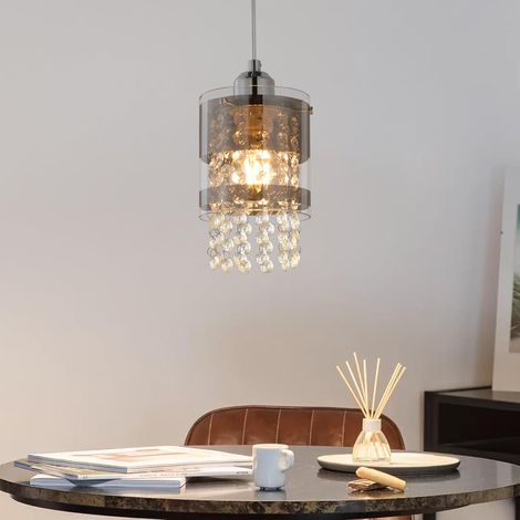 ZMH Suspension de table à manger 1 flamme E27 - Noir Vintage 150cm Réglable en hauteur lampe de salon avec abat-jour en Verre Lustre max. 25W pour Chambre, Cuisine, Bar, Couloir (1/5)