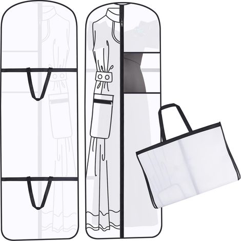 Kleiderbügel, 180 x 60 cm, faltbarer Kleiderschutz für Brautkleider, staubdichte, feuchtigkeitsbeständige Kleiderschutzlänge, für Blazer und Abendkleider, 2er-Set (1/5)