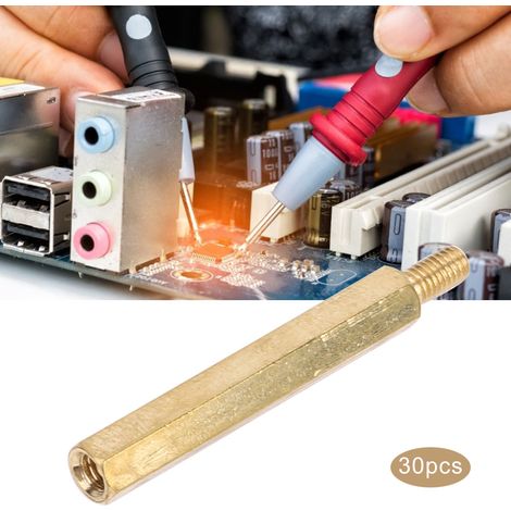 Kit de remplacement de 30 écrous hexagonaux à tête simple M3 pour raccords en laiton, pour circuits imprimés (M3 x 30). (1/5)