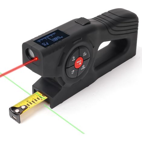 Digitales 120-m-Bandmaß mit Laser – 3-in-1-Gerät: Nachfüllbares elektronisches Laser-Bandmaß mit Maßband, 4,9 m OLED-Display, Zonen-/Lautstärkeregelung, Anzeige in Metern, Zoll und Fuß (1/5)