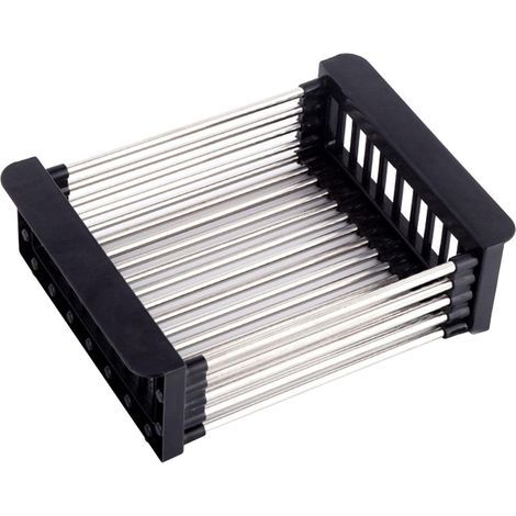 Panier de vidange, égouttoir pour évier, Égouttoir télescopique en Acier Inoxydable avec 1 vis, utilisé pour Laver la Vaisselle dans lévier de la Cuisine, égoutter Les Fruits et légumes (Noir, L) (1/5)