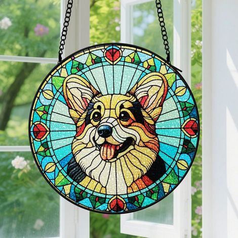 9cm Suspension en Vitrail Minimaliste, Attrape-Soleil Unique Élégant Coloré en Verre, Décoration Fenêtre, Cadeau Famille, Ami, Amie (1/5)