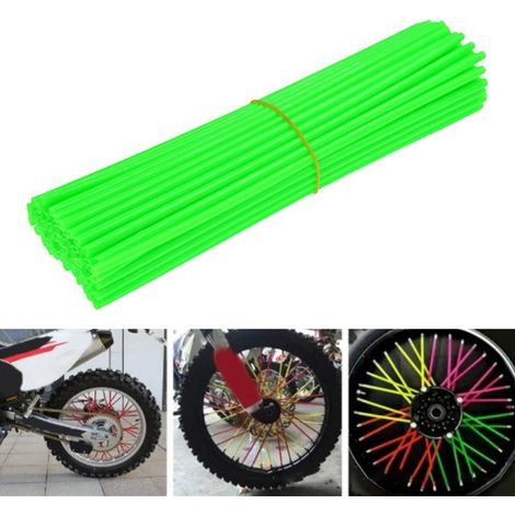 72 rayons de vélo habillages décoratifs universels, protections de rayons vertes pour VTT et dirt bike, set de 72 pièces (1/5)