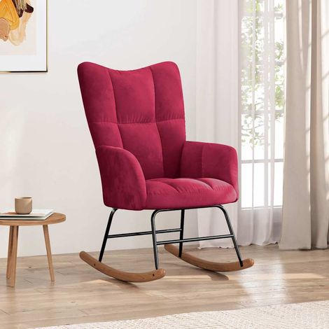 vidaXL Chaise à bascule Rouge bordeaux Velours (1/5)