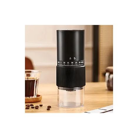Elektrische Kaffeemühle, leise und einstellbar, für Zuhause und unterwegs, automatische Mühle mit Edelstahlklingen, tragbar und leise (schwarz)