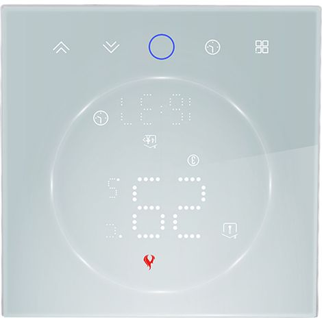 Kabelloser Smart-Thermostat für den Heimgebrauch, Wandthermostat mit präziser Programmierfunktion für Heizkessel, AC 95–240 V, quadratisch, weiß (1/5)