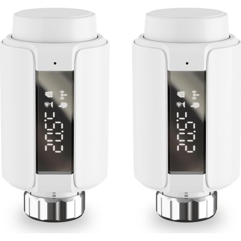 Termostato de radiador TRV Zigbee (paquete de 2): válvula de calefacción inteligente con control mediante aplicación, requiere un concentrador Zigbee 3.0, compatible con Alexa, Home Assistant, Tuya y