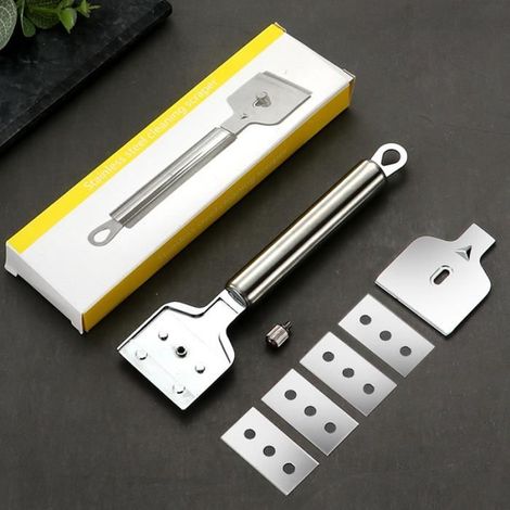 Grattoir Plaque Vitrocéramique, Gratte Vitre Lame Avec 4 Lames de Rechange, Grattoir Vitrocéramique Inox pour Nettoyage Miroir/Sol (1/4)