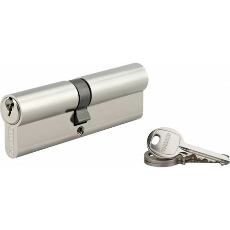 Thirard – Cylindre de serrure double entrée SA 45x50mm – Anti-arrachement – 3 clés en acier nickelé – Profil européen laiton – Mécanisme à 5 goupilles (1/4)