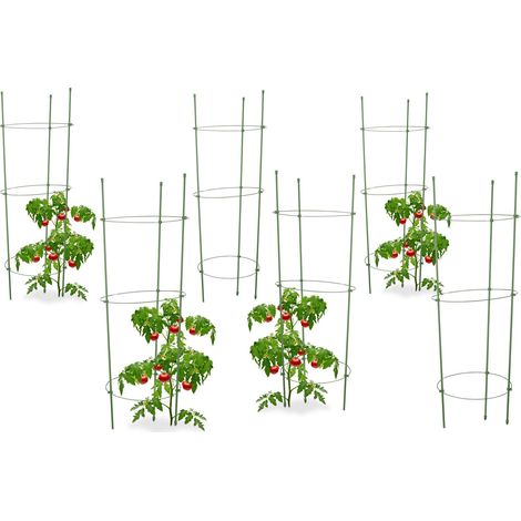 Soporte Plantas Trepadoras, Pack de 6, Ajustables, Tutores Tomateras, Obelisco Huerto, Plástico, 76 cm, Verde (1/4)