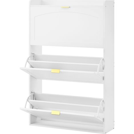 Zapatero estrecho blanco con 3 puertas abatibles 76 x 23 x 118 cm (1/5)