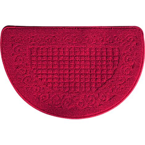 Paillasson Demi-Cercle Tapis de Sol Demi-Cercle Piège à Poussière Fibre de Polyester Forte Absorption Antidérapant pour Extérieur Intérieur Rouge Foncé 48x78cm / 18.9x30.7in (1/5)