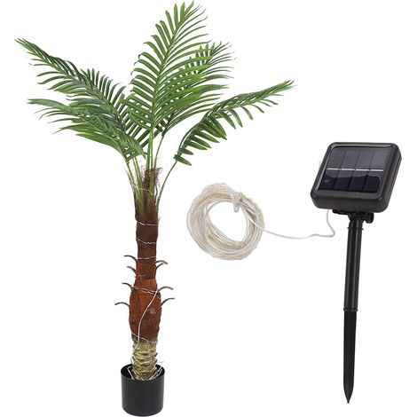 Lampe cocotier solaire haute luminosité IP65 de 120 cm avec 200 LED, idéale pour décorer une terrasse ou un patio lors de fêtes. (1/5)