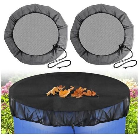 2 Adjustable 100cm Rain Barrel Net Pieces, Protective Cover with Cord for Rainwater Collection.