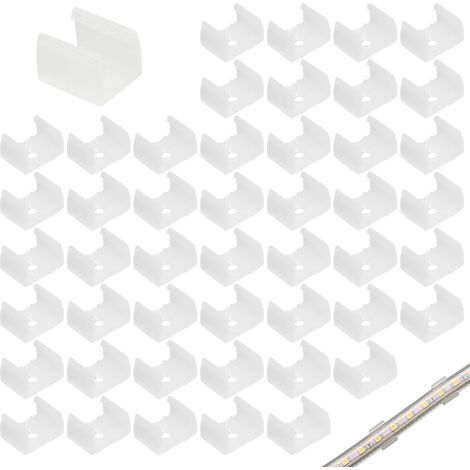 Clips de fixation pour bande lumineuse LED, 8-10 mm - Support de montage pour bande lumineuse néon flexible étanche pour décoration d'enseignes intérieures/extérieures (lot de 100) (1/5)