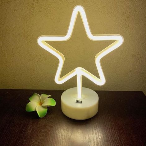 Veilleuse - LED - Lampe néon - Blanc - Silicone - Acrylique (1/4)