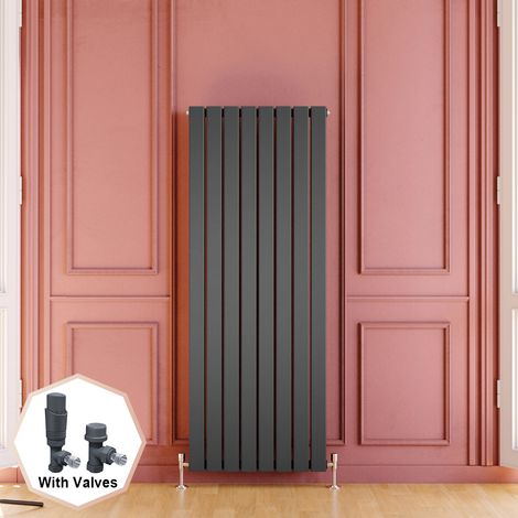 ELEGANT 1600 x 608 mm Anthracite Vertical Column Radiator Double Flat Panel Modern Radiator+ Anthracite Thermostatic Radiator Valves (1/5)