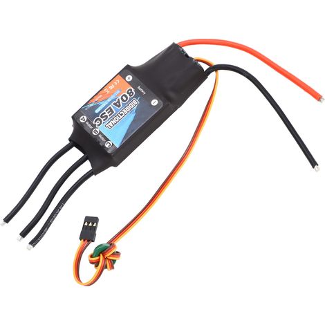 80A 5V 3A Plug-and-Play bürstenloser bidirektionaler elektrischer Drehzahlregler, geeignet für ferngesteuerte Autos, Boote und Unterwasserantriebe, schwarz. (1/4)
