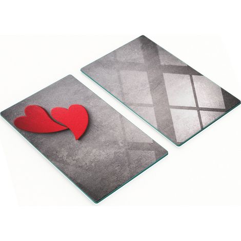 Tablas de cortar de cristal para cocina con dise帽o de coraz贸n rojo, 2 x 30 x 52 cm.
