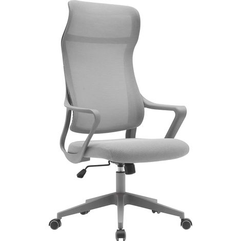 HISPANOHOGAR, chaise de bureau à roulettes, modèle Remi, en tissu gris (1/5)