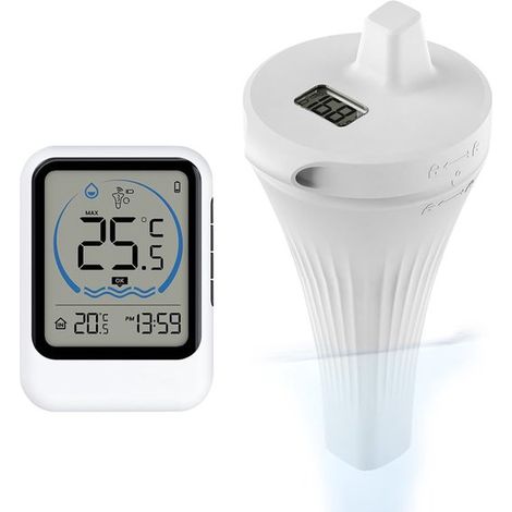 Digitales, kabelloses Poolthermometer, schwimmendes Wasserthermometer mit Außensensor, wasserdicht nach IP68, für Badewannen, Aquarien, Schwimmbä (1/4)