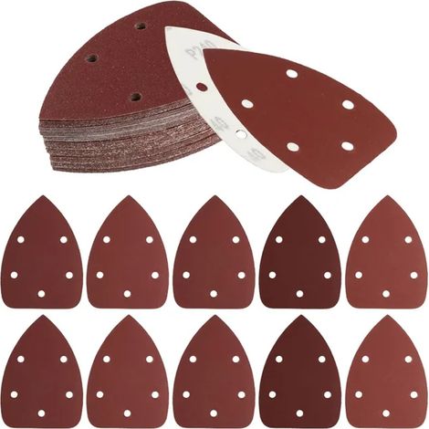 ZHIJIA PREMIUM 60 triangles de ponçage 5 trous papier abrasif grains P60/P120/P180/P240/P320/P400 - outil ponçage ponceuse souris (1/5)