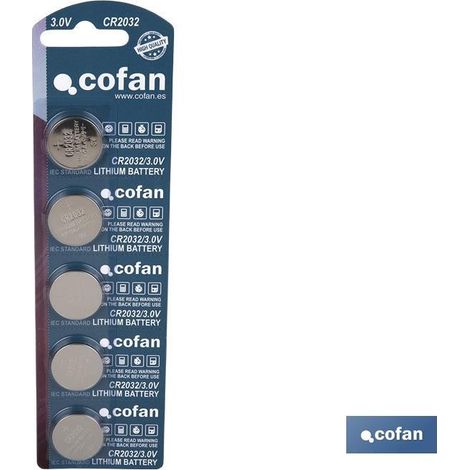 Pack de 5 piles bouton CR2032 3.0V lithium