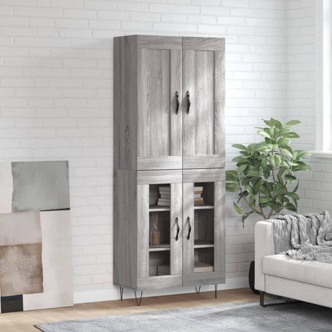 Highboard Grau Sonoma 69,5x34x180 cm Holzwerkstoff