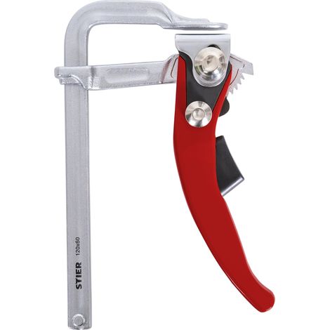 STIER Ganzstahl Hebelzwinge FHZ 120/60, mit bis zu 1570 Nm Spannkraft, einfaches Festspannen mit Hebelfunktion, aus robustem Stahl gebogen, Zwinge, Hebelzwinge (1/5)
