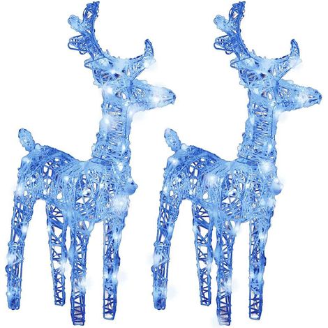 2 pcs Rennes de Noël,Décoration de Noël 80 LED Bleu Acrylique CFW94734 (1/5)