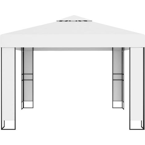 Tonnelle Barnum de Jardin, Pavillon, Pergola, Tente de jardin, avec toit double 3x3 m Blanc OIB9404E (1/5)
