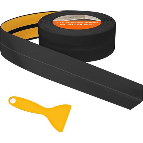 Joint Salle de Bain, 5m38mm (19+19mm) Bande Etancheite Autocollante, Ruban D'étanchéité Auto-Adhésif en PVC pour Baignoire, Salle de Bain, Cuisine, Anti-moisissure, Calfeutrage(Noir) (1/5)