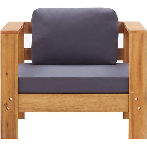 Chaise de jardin et de camping, Chaise de relaxation, avec coussin Gris foncé Bois d'acacia solide OIB9127E (1/5)