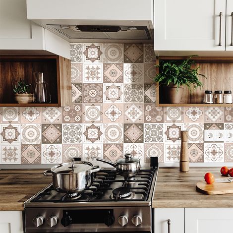 Sticker Mural Carrelage adhésif Cuisine Salle de Bain - 9 STICKERS CARREAUX DE CIMENT AZULEJOS ANIOLO - 9stickers10x10cm (1/5)